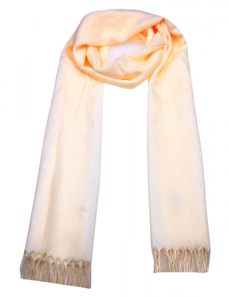 SALE! Leslii Damen-Schal Uni-Schal Trend weißer Fransen-Schal einfarbig in Wollweiß