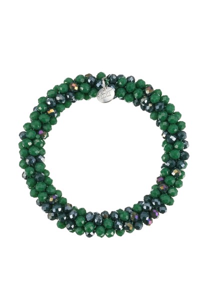 Leslii Damen-Armband Klara Kristallkorn dehnbar Glasperlen Grün