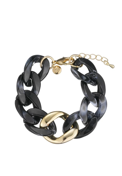 Leslii Statement Armband schwarz gold