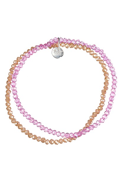 Leslii Damen-Armband Kelly Kristall Glasperlen dehnbar Pink Braun