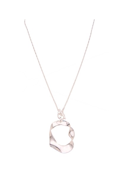 Leslii Damen-Kette XXL Ring-Anhänger glänzende Glieder-Kette Halskette Statement Modeschmuck Silber