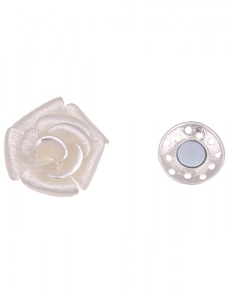 Leslii Damen-Brosche Pin Magnet-Brosche Blumen-Anstecker Blüte Schal-Pin Modeschmuck-Pin Silber