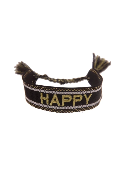 -50% SALE Leslii Damen-Armband Festival Happy-Schriftzug Schwarz Weiß Gold