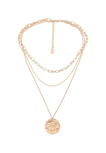 Leslii Damen-Kette Layering Muster Scheibe kurze Halskette goldene Modeschmuck-Kette in Gold