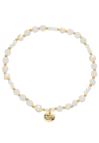 Leslii Armband Stainless Pearls Perlen Weiß Gold