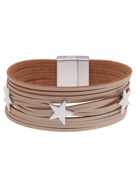 Leslii Armband Statement Glanz Sterne in Silber Beige