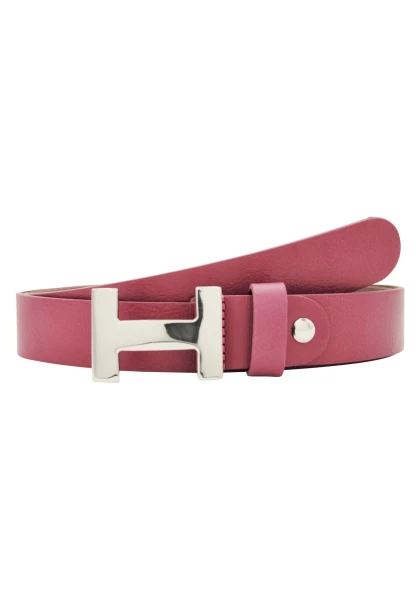 Leslii Premium Gürtel echter Leder-Gürtel 3cm pinker Gürtel Kalbs-Nappaleder Narbung Fuchsia Silber